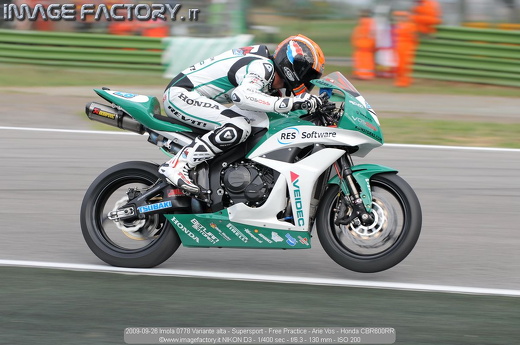 2009-09-26 Imola 0778 Variante alta - Supersport - Free Practice - Arie Vos - Honda CBR600RR